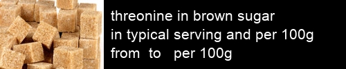 threonine in brown sugar information and values per serving and 100g